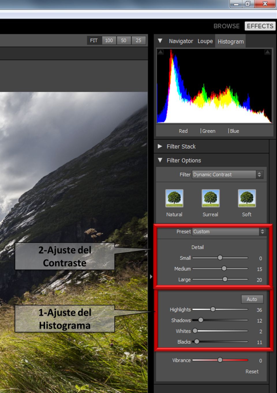 Ajuste en 2 fases con Dynamic Contrast