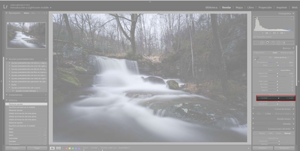 claridad en lightroom